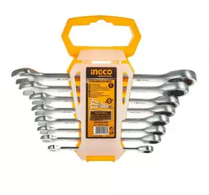Набір комбінованих храпових гайкових ключів 8–19 мм INGCO INDUSTRIAL Набір комбінованих храпових гайкових ключів 8–19 мм INGCO INDUSTRIAL