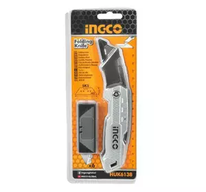 Ніж складаний алюмінієвий, 5 лез трапеція SK5 INGCO Ніж складаний алюмінієвий, 5 лез трапеція SK5 INGCO