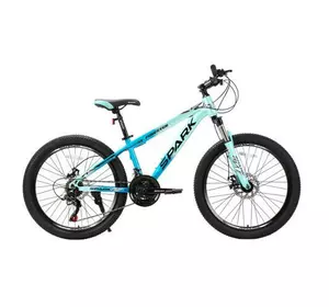 Велосипед SPARK FORESTER JR. (колеса - 24", сталева рама - 13") блакитний з бірюзовим Велосипед SPARK FORESTER JR. (колеса - 24", сталева рама - 13") блакитний з бірюзовим