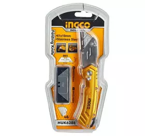 Ніж складаний з нержавійної сталі, 6 лез трапеція SK5 INGCO Ніж складаний з нержавійної сталі, 6 лез трапеція SK5 INGCO