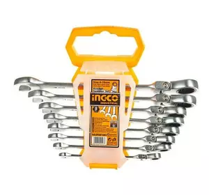 Набір ключів гайкових комбінованих храпових гнучких 8–19 мм 8 шт. INGCO INDUSTRIAL Набір ключів гайкових комбінованих храпових гнучких 8–19 мм 8 шт. INGCO INDUSTRIAL