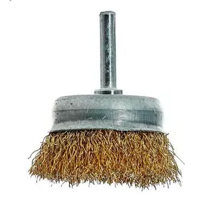 Щітка-чашка з хвостовиком Vitals гофрована латунована 50 мм, 0,3 мм Щітка-чашка з хвостовиком Vitals гофрована латунована 50 мм, 0,3 мм