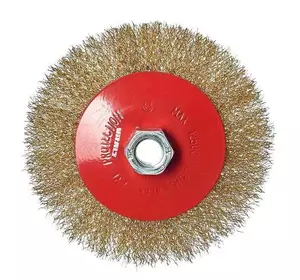 Щітка конічна Vitals гофрована латунована 125 мм М14, 0,3 мм Щітка конічна Vitals гофрована латунована 125 мм М14, 0,3 мм