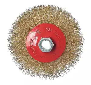 Щітка конічна Vitals гофрована латунована 115 мм М14, 0,3 мм Щітка конічна Vitals гофрована латунована 115 мм М14, 0,3 мм