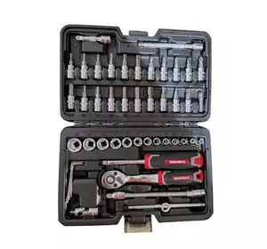 Набір головок торцевих з тріскачкою 1/4″ 46 предметів Vitals Master Набір головок торцевих з тріскачкою 1/4″ 46 предметів Vitals Master