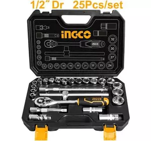 Набір головок торцевих з тріскачкою 1/2 "25 предметів INGCO INDUSTRIAL Набір головок торцевих з тріскачкою 1/2 "25 предметів INGCO INDUSTRIAL
