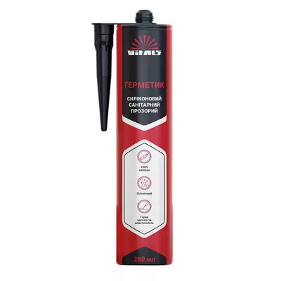 Герметик силіконовий санітарний прозорий 280 мл Vitals Fix